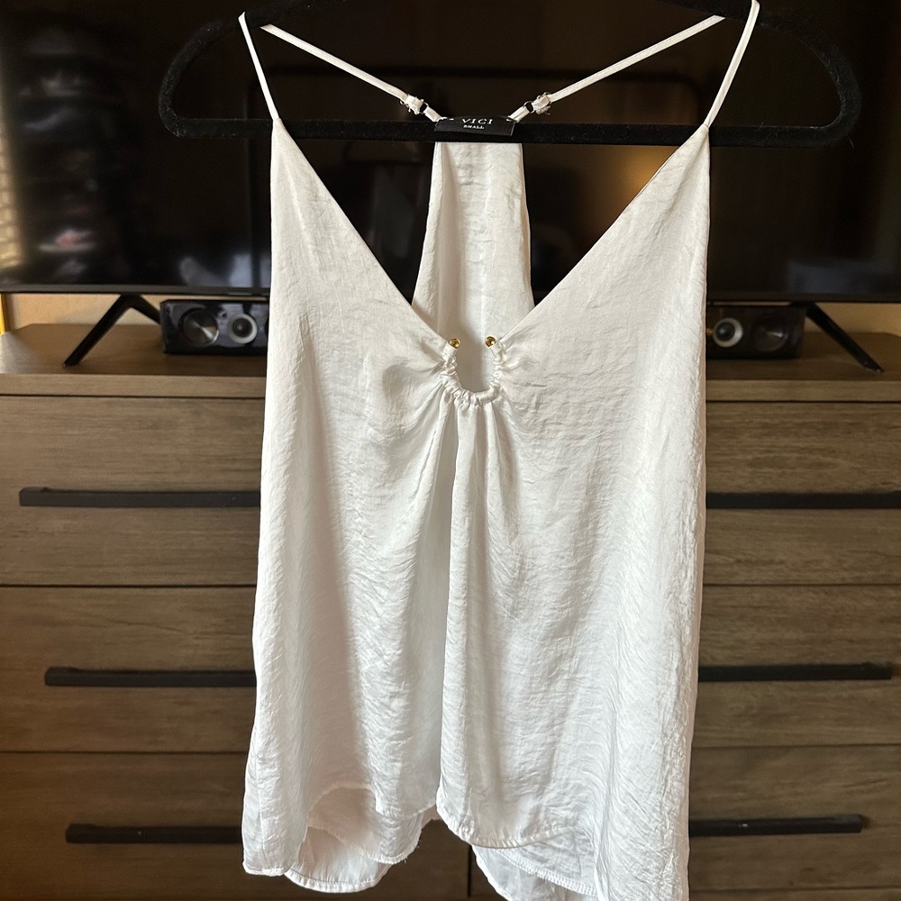 White Vici satin tank